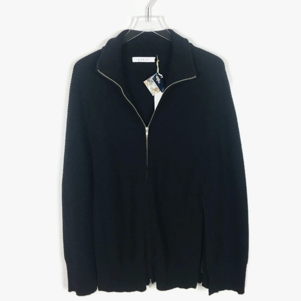 Kokun | Ridged Zip Cashmere Blend Poncho M - Picture 2 of 6